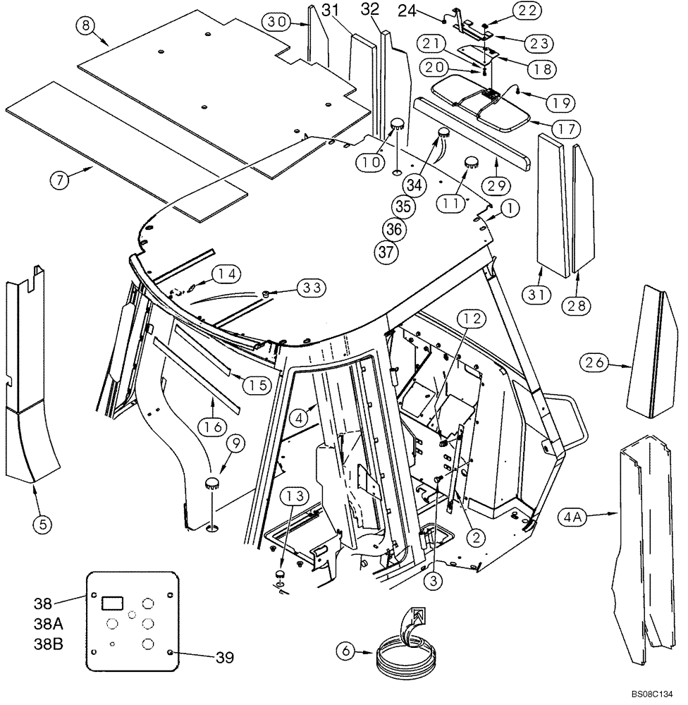 Схема запчастей Case 570MXT - (09-38) - CAB - FRAME AND COVERS (09) - CHASSIS/ATTACHMENTS