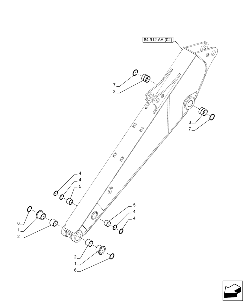 Схема запчастей Case CX250D LC - (84.912.AD[02]) - VAR - 781178 - ARM, BUSHING (L=3M) (84) - BOOMS, DIPPERS & BUCKETS