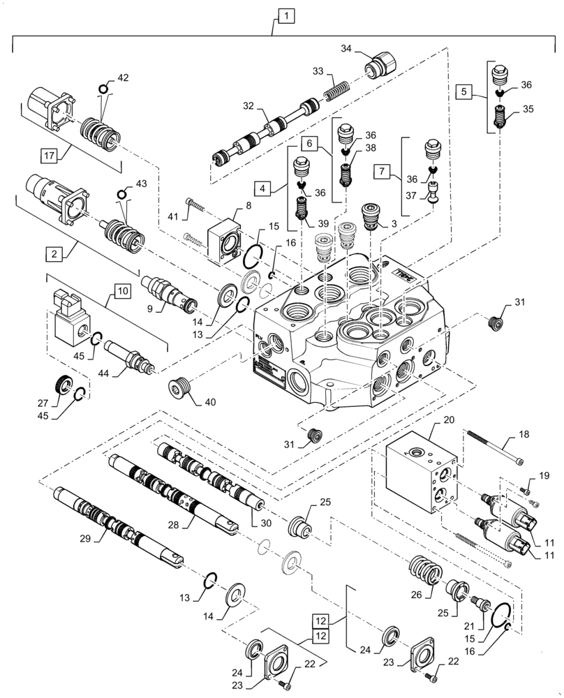 Схема запчастей Case SV280 - (35.356.AV [01]) - LOADER CONTROL VALVE, FOOT CONTROL VALVE (35) - HYDRAULIC SYSTEMS