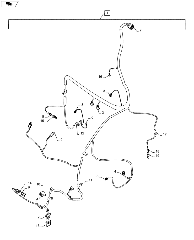 Схема запчастей Case 621F - (55.024.AA[02]) - TRANSMISSION HARNESS ASSEMBLY (55) - ELECTRICAL SYSTEMS