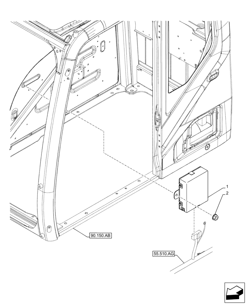 Схема запчастей Case CX250D LC - (55.518.BM) - WINDSHIELD WIPER, RELAY (55) - ELECTRICAL SYSTEMS