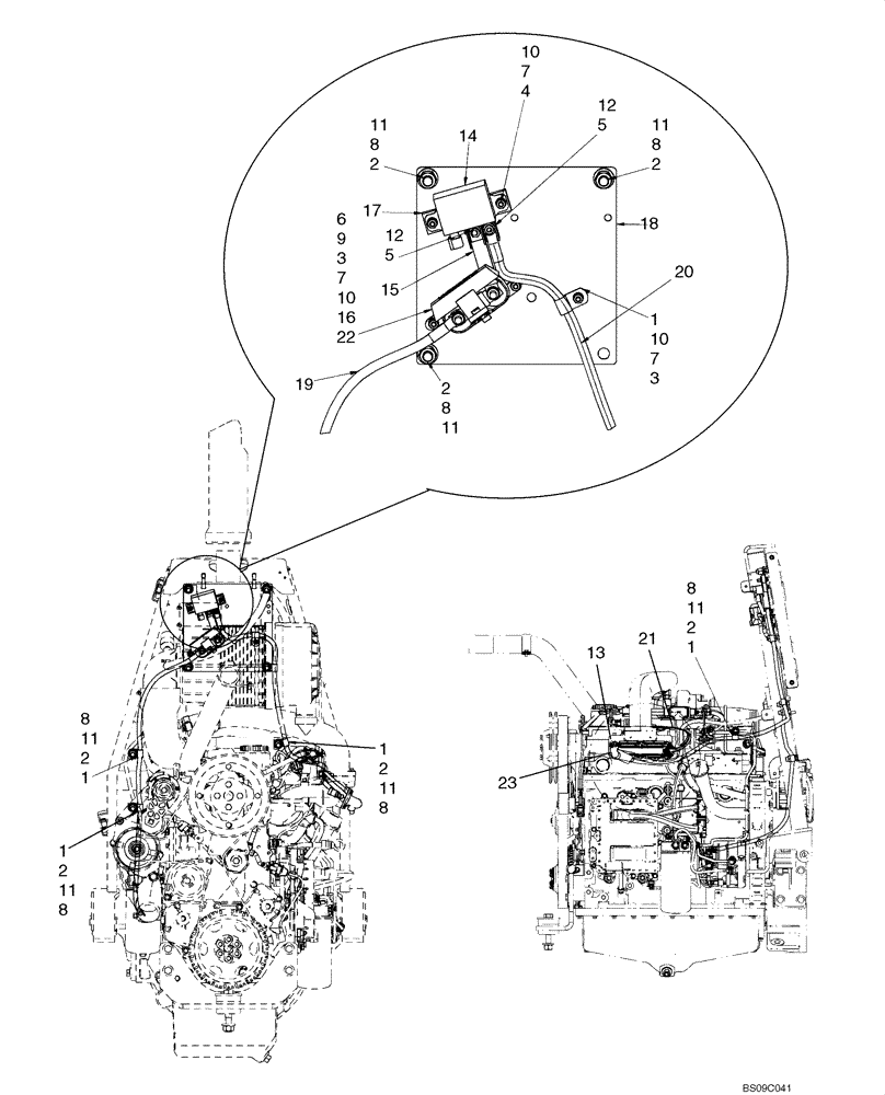 Схема запчастей Case 650L - (10.254.06) - GRID HEATER WITH RELAY (10) - ENGINE