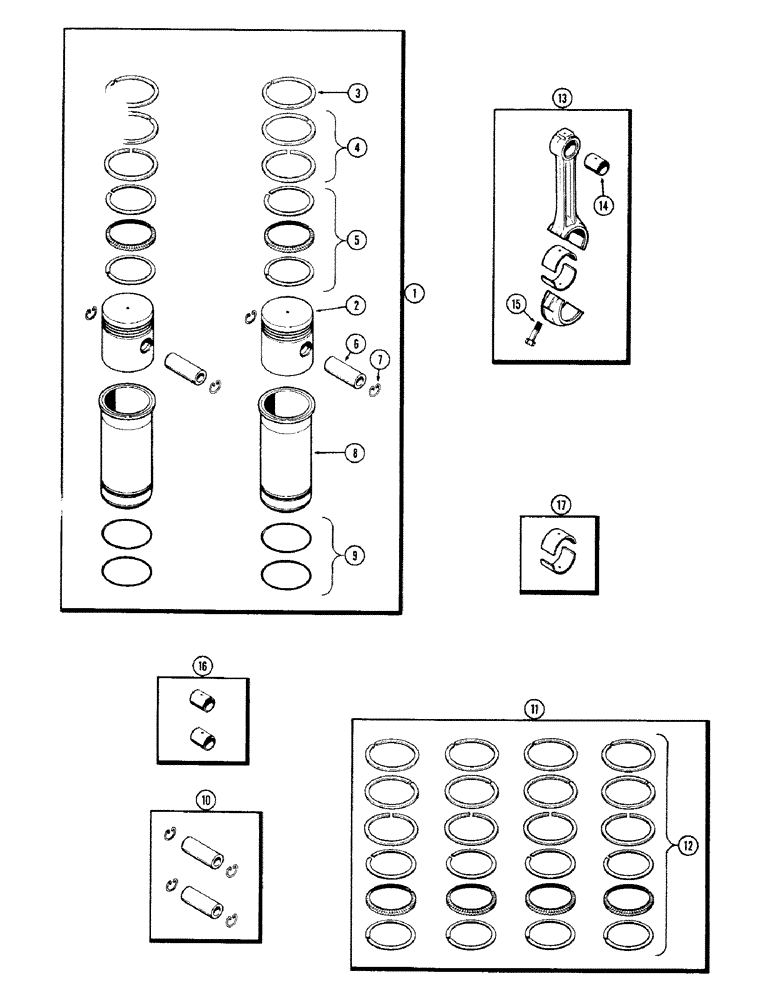 Схема запчастей Case 680CK - (048) - PISTON ASSEMBLY AND CONNECTING RODS, (251) SPARK IGNITION ENGINE (10) - ENGINE