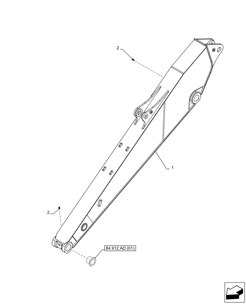 Схема запчастей Case CX250D LC - (84.912.AA[01]) - VAR - 781149 - ARM (L=3.5M) (84) - BOOMS, DIPPERS & BUCKETS