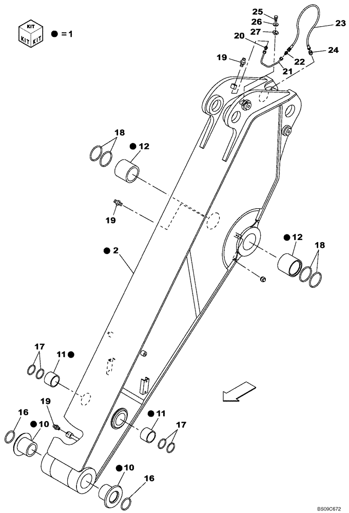 Схема запчастей Case CX350B - (09-71) - ARM (2.21 M) SHORT (09) - CHASSIS