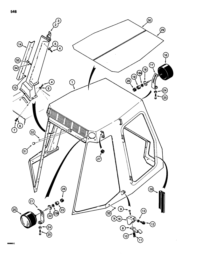 Схема запчастей Case 580SD - (546) - CAB FRAME AND LAMPS (09) - CHASSIS/ATTACHMENTS