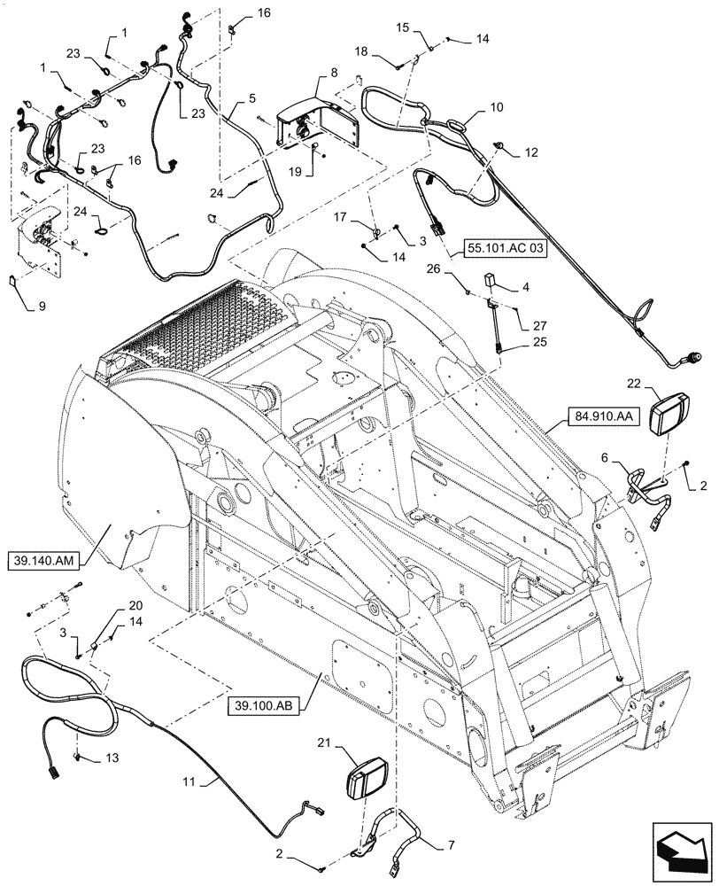 Схема запчастей Case SV280 - (55.404.CY) - EU ROAD LIGHTS (55) - ELECTRICAL SYSTEMS