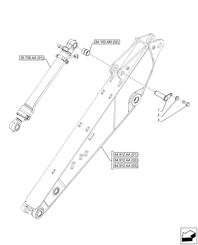 Схема запчастей Case CX300D LC - (84.100.AQ[02]) - VAR - 481850, 481243, 781180 - BUCKET, CYLINDER, PIN (84) - BOOMS, DIPPERS & BUCKETS