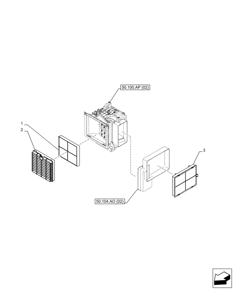 Схема запчастей Case CX300D LC - (50.104.AQ) - CAB, AIR FILTER (50) - CAB CLIMATE CONTROL