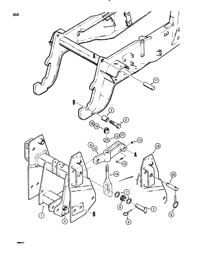 Схема запчастей Case 580E - (558) - THREE-POINT HITCH FRAME AND MOUNTING PARTS (09) - CHASSIS/ATTACHMENTS