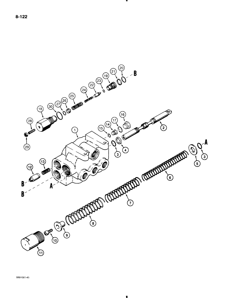 Схема запчастей Case 580K - (8-122) - BACKHOE SWING SEQUENCE VALVE (08) - HYDRAULICS