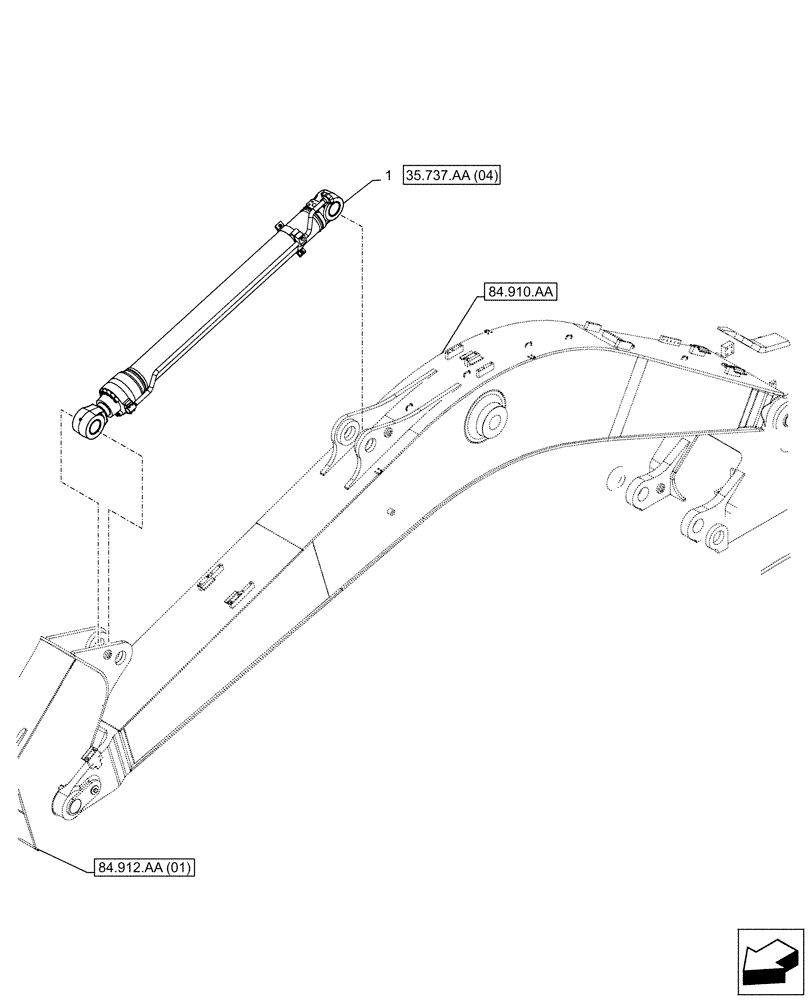 Схема запчастей Case CX300D LC - (35.737.AA[03]) - VAR - 481243, 481850, 781180 - ARM, CYLINDER, MOUNTING (35) - HYDRAULIC SYSTEMS