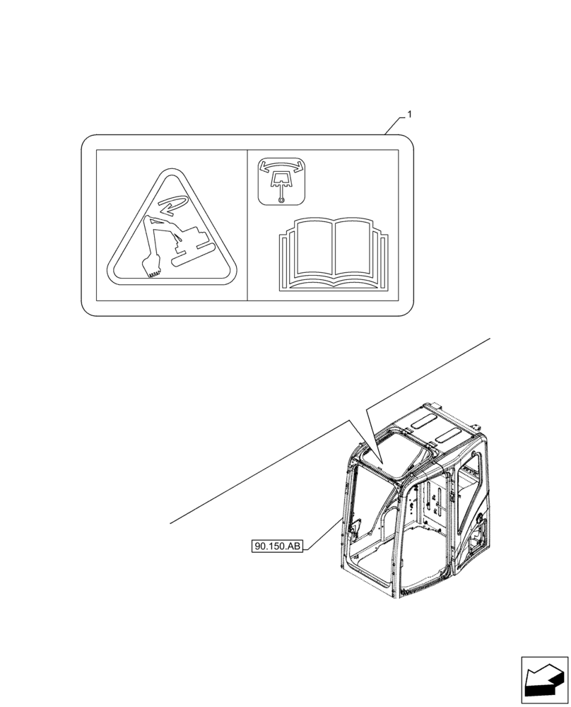 Схема запчастей Case CX350D LC - (90.108.AC[07]) - VAR - 461568 - WARNING DECAL, FREE SWING (90) - PLATFORM, CAB, BODYWORK AND DECALS