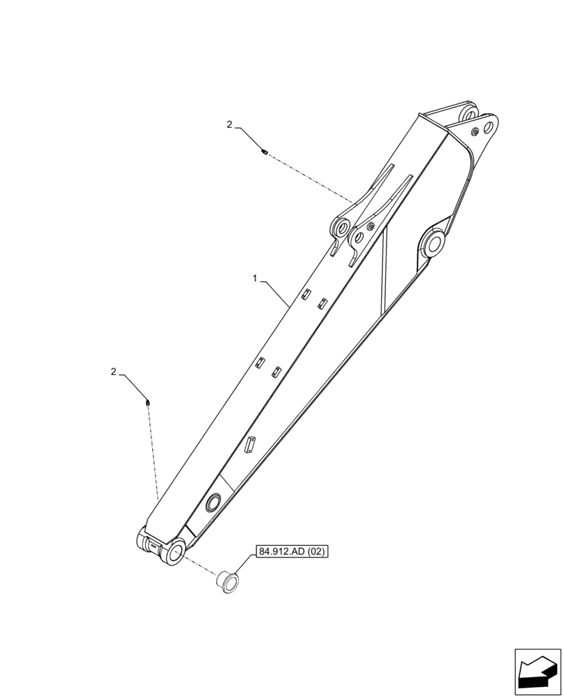 Схема запчастей Case CX250D LC - (84.912.AA[02]) - VAR - 781178 - ARM (L=3M) (84) - BOOMS, DIPPERS & BUCKETS