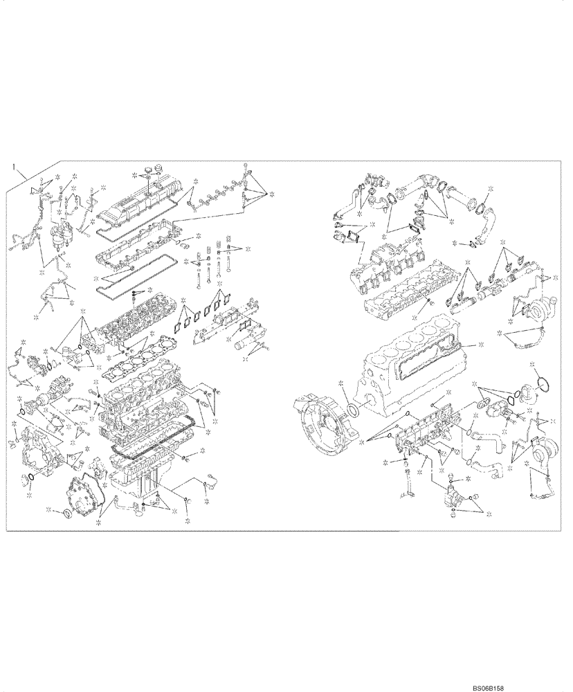 Схема запчастей Case CX800B - (02-08) - PACKAGE SEALS - ENGINE (02) - ENGINE