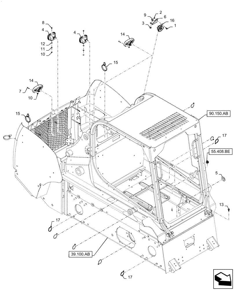 Схема запчастей Case TR310 - (55.408.AG) - HORN & BEACON RELATED PARTS (55) - ELECTRICAL SYSTEMS