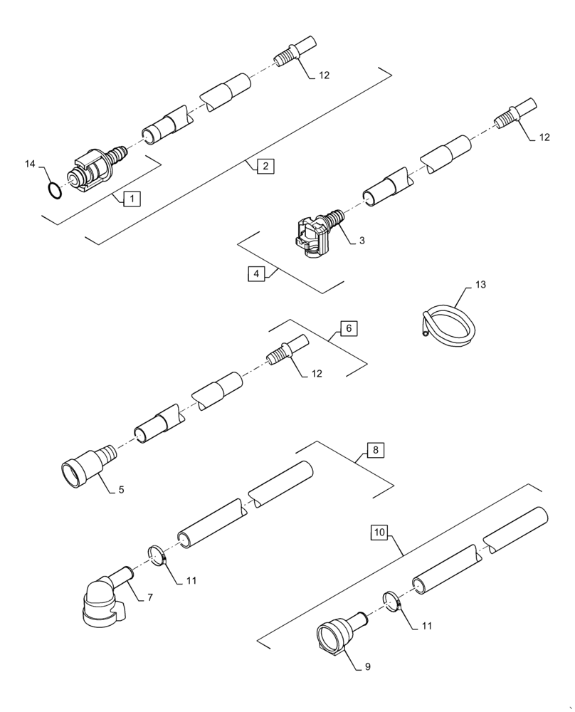 Схема запчастей Case 850M WT/LGP - (10.500.AD[02]) - DEF/ADBLUE COOLANT LINE SERVICE PARTS (10) - ENGINE