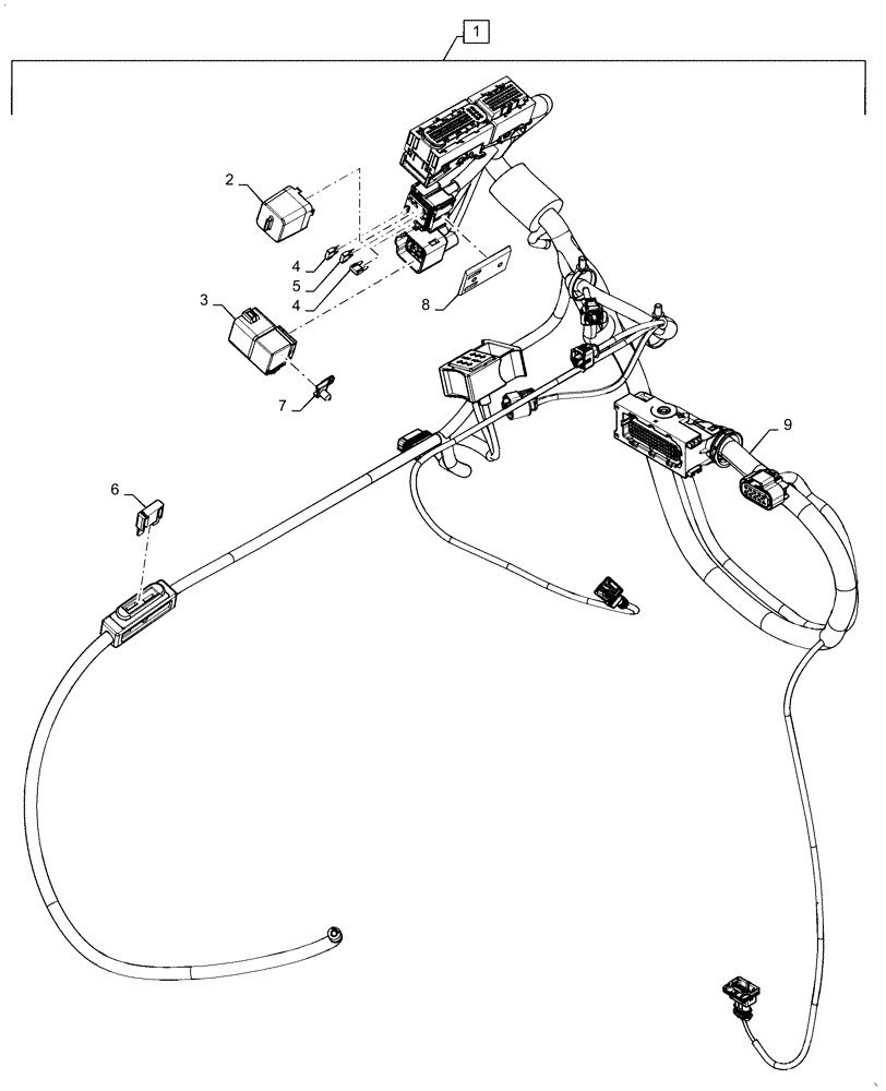 Схема запчастей Case 570N EP - (55.015.AB[02]) - ENGINE WIRE HARNESS (55) - ELECTRICAL SYSTEMS