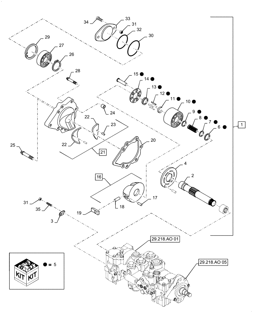 Схема запчастей Case SV300 - (29.212.06[04]) - PUMP, HYDROSTATIC TANDEM 46CC MDC REAR, BUSHED (SR250,SV300,TR320,TV380) (29) - HYDROSTATIC DRIVE