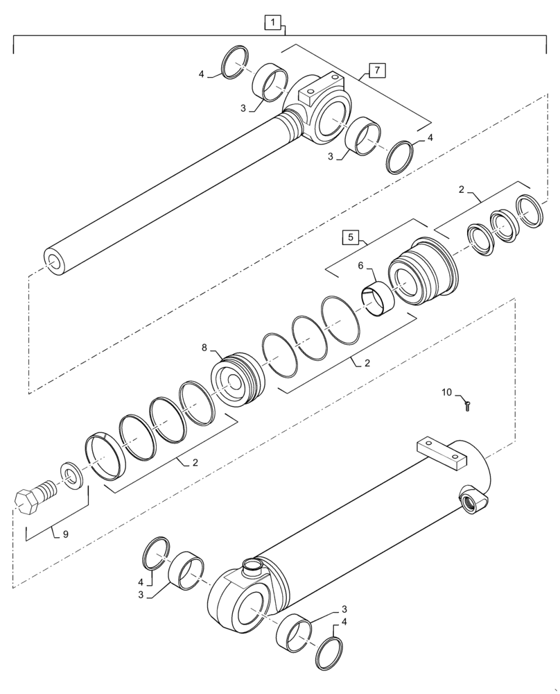 Схема запчастей Case 621F - (35.701.CB[02]) - TILT CYLINDER ASSEMBLY, XR/LR (35) - HYDRAULIC SYSTEMS