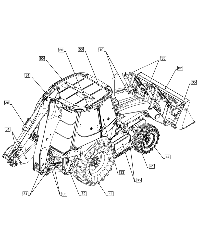 Схема запчастей Case 580N EP - (00.000.00[02]) - PICTORIAL INDEX - MAIN SECTIONS (00) - GENERAL & PICTORIAL INDEX