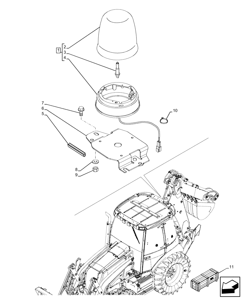 Схема запчастей Case 590SN - (55.404.AC) - VAR - 728758 - ROTARY BEACON (55) - ELECTRICAL SYSTEMS