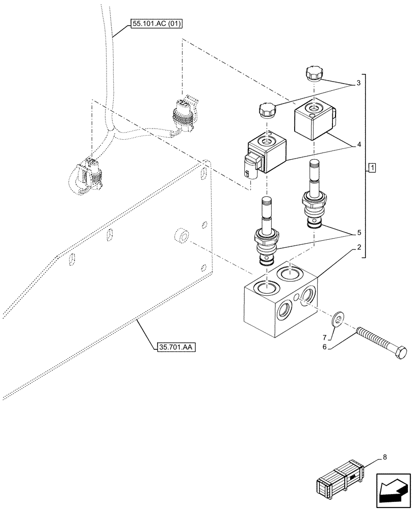 Схема запчастей Case 580N EP - (35.701.BQ) - VAR - 423090, 423098 - RIDE CONTROL, VALVE (35) - HYDRAULIC SYSTEMS