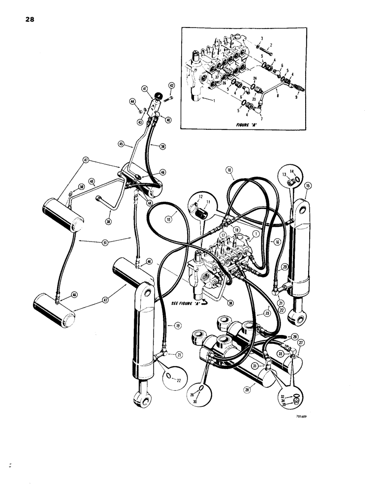 Схема запчастей Case 26S - (028) - SWING, STABILIZER AND LOCKING, CYLINDER HYDRAULICS 