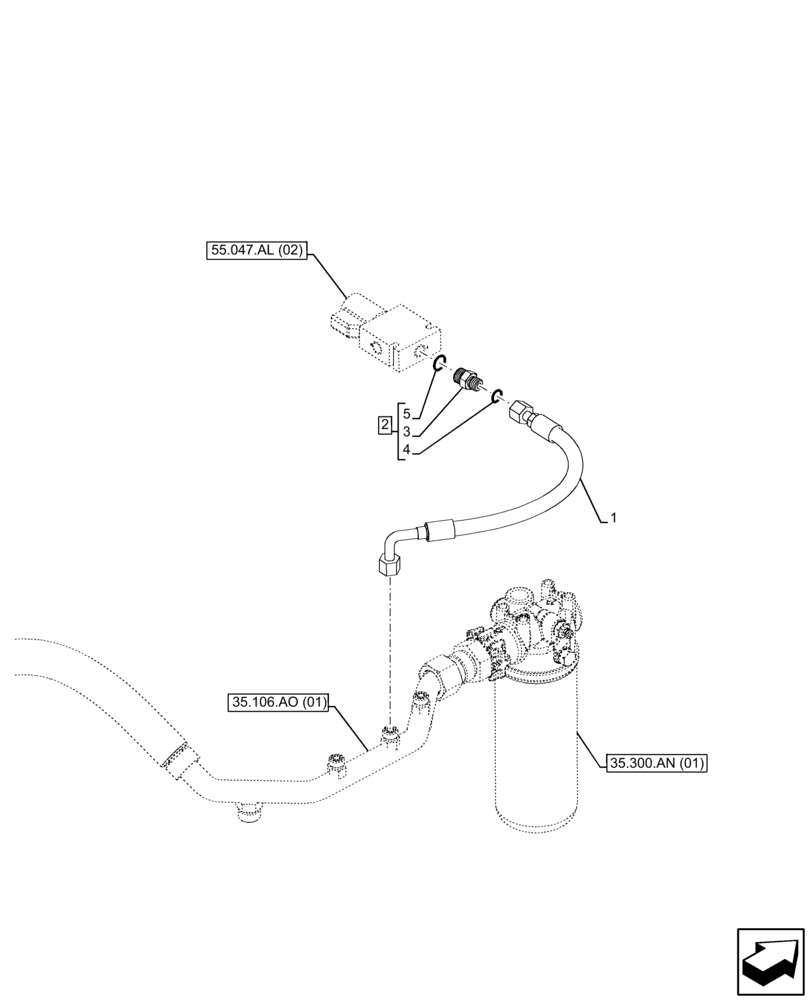 Схема запчастей Case 580SN - (41.206.AJ[03]) - VAR - 423011 - POWER STEERING LINES (41) - STEERING