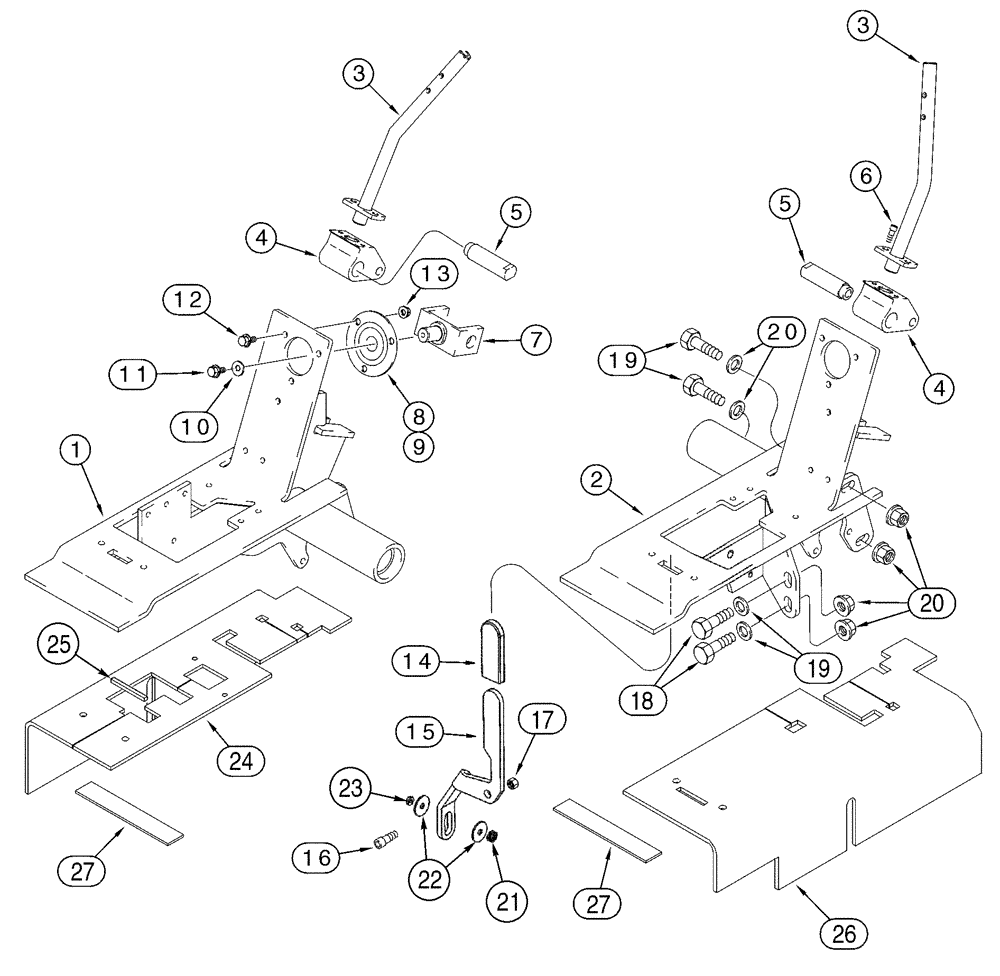 Схема запчастей Case 85XT - (09-14) - CTRLS LOADER & GROUND DRIVE, MODELS WITHOUT FOOT CTRLS, N. AMERICAN JAF0352234-, EURO. JAF0352715- (09) - CHASSIS