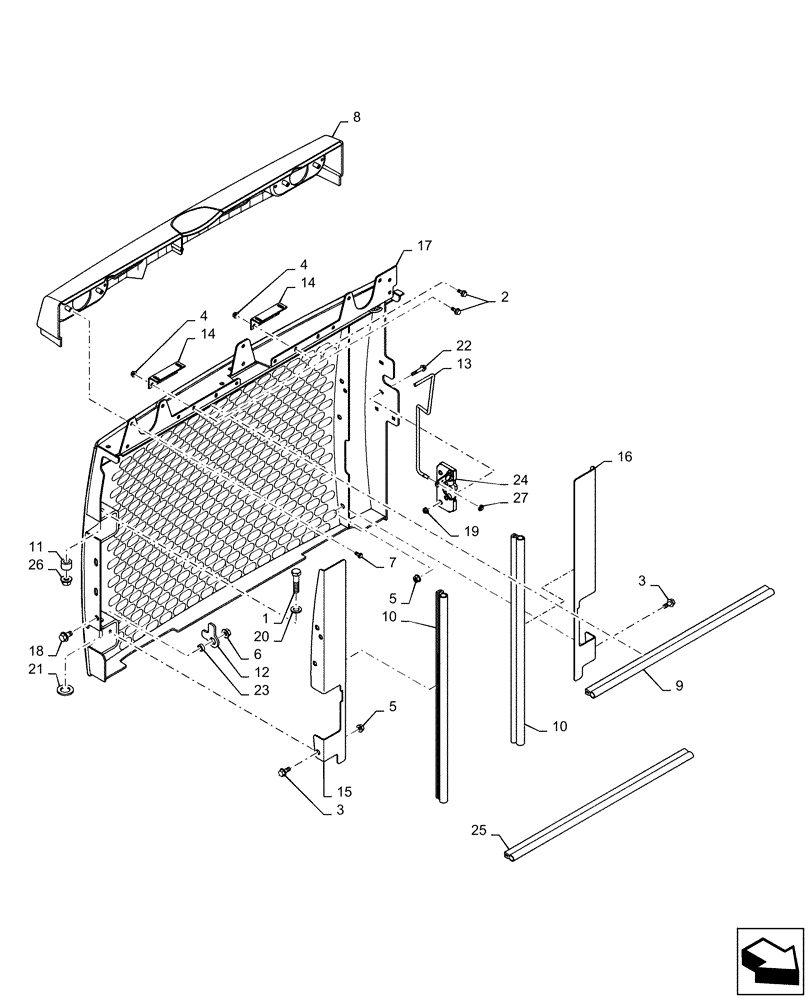 Схема запчастей Case SV280 - (90.100.BE) - REAR DOOR (90) - PLATFORM, CAB, BODYWORK AND DECALS