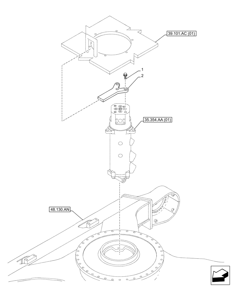 Схема запчастей Case CX350D LC - (35.354.AC) - HYDRAULIC SWIVEL, STOP (35) - HYDRAULIC SYSTEMS