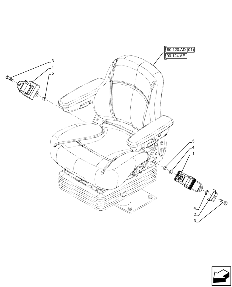 Схема запчастей Case 590SN - (90.151.AD[01]) - SEAT BELT, 2 IN (90) - PLATFORM, CAB, BODYWORK AND DECALS