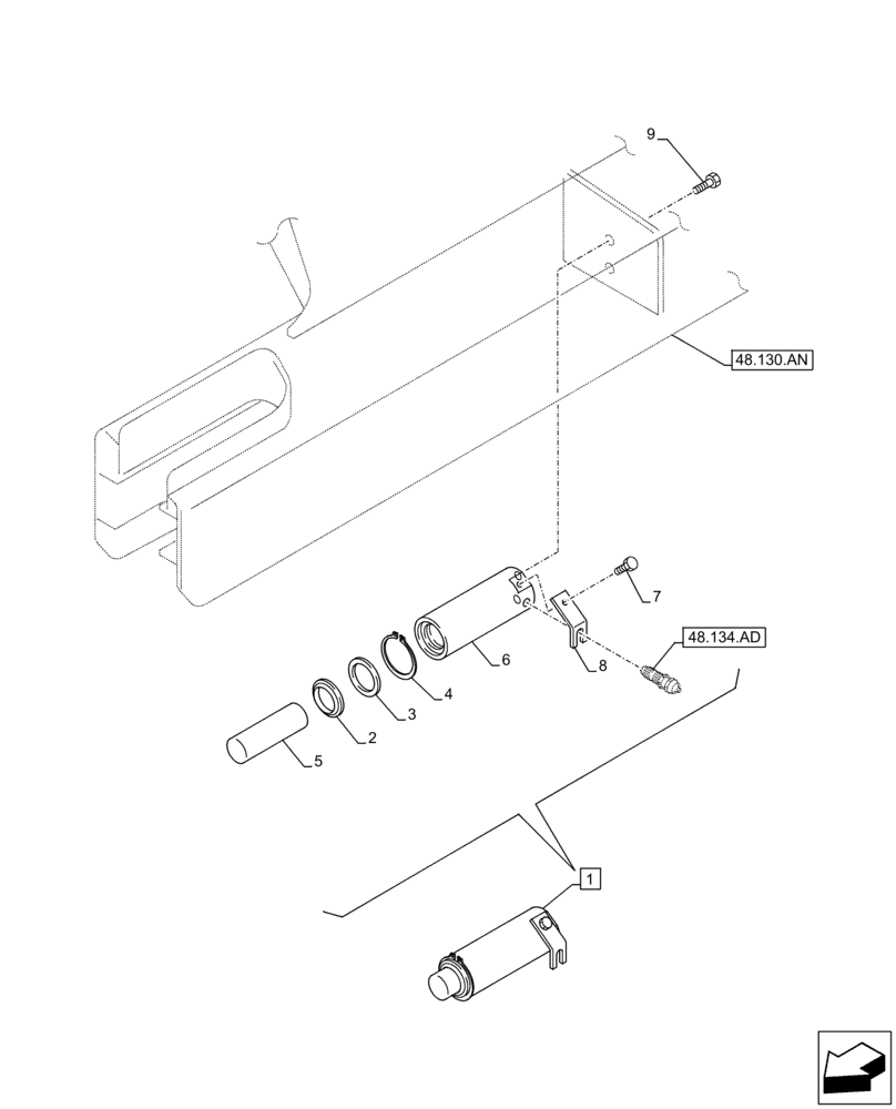 Схема запчастей Case CX250D LC LR - (48.134.AJ) - TRACK CHAIN, CYLINDER (48) - TRACKS & TRACK SUSPENSION