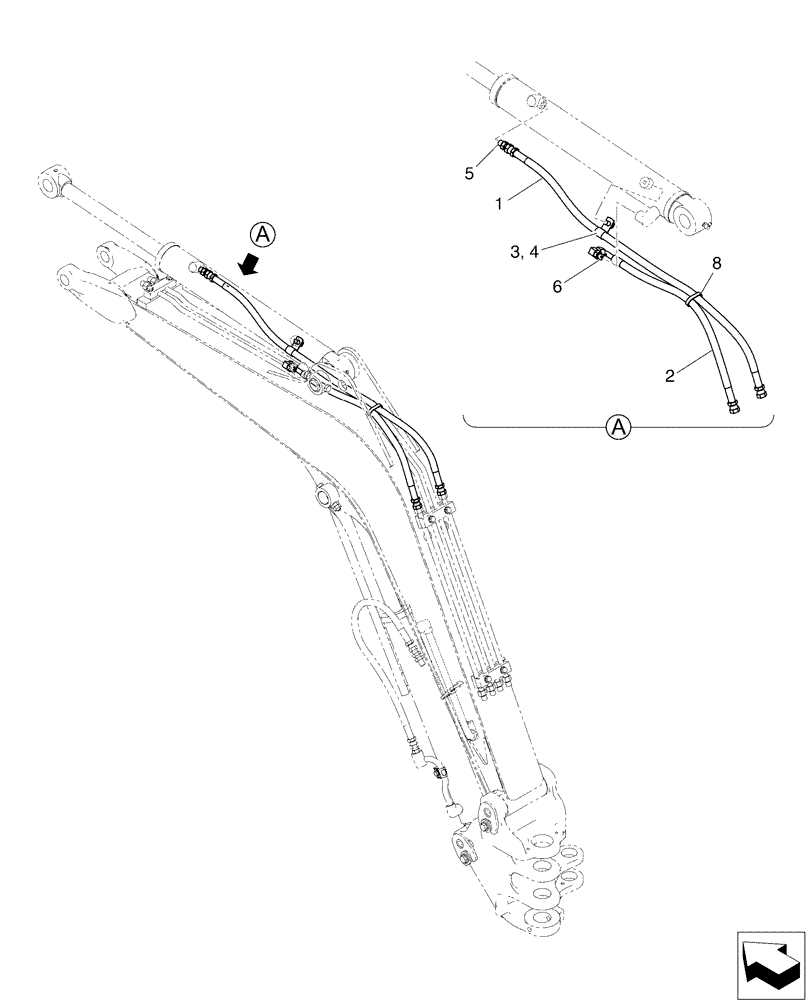 Схема запчастей Case CX17B - (03-009) - HYD LINES, CYLINDER - ARM (35) - HYDRAULIC SYSTEMS