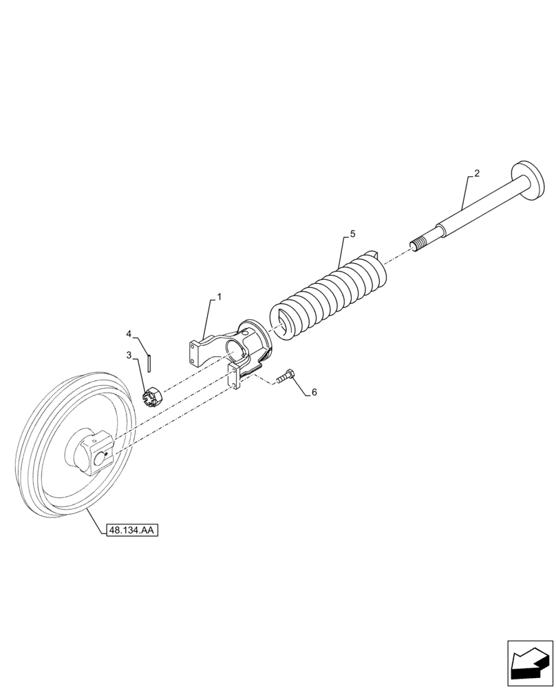 Схема запчастей Case CX250D LC - (48.134.AE) - TENSION SPRING (48) - TRACKS & TRACK SUSPENSION