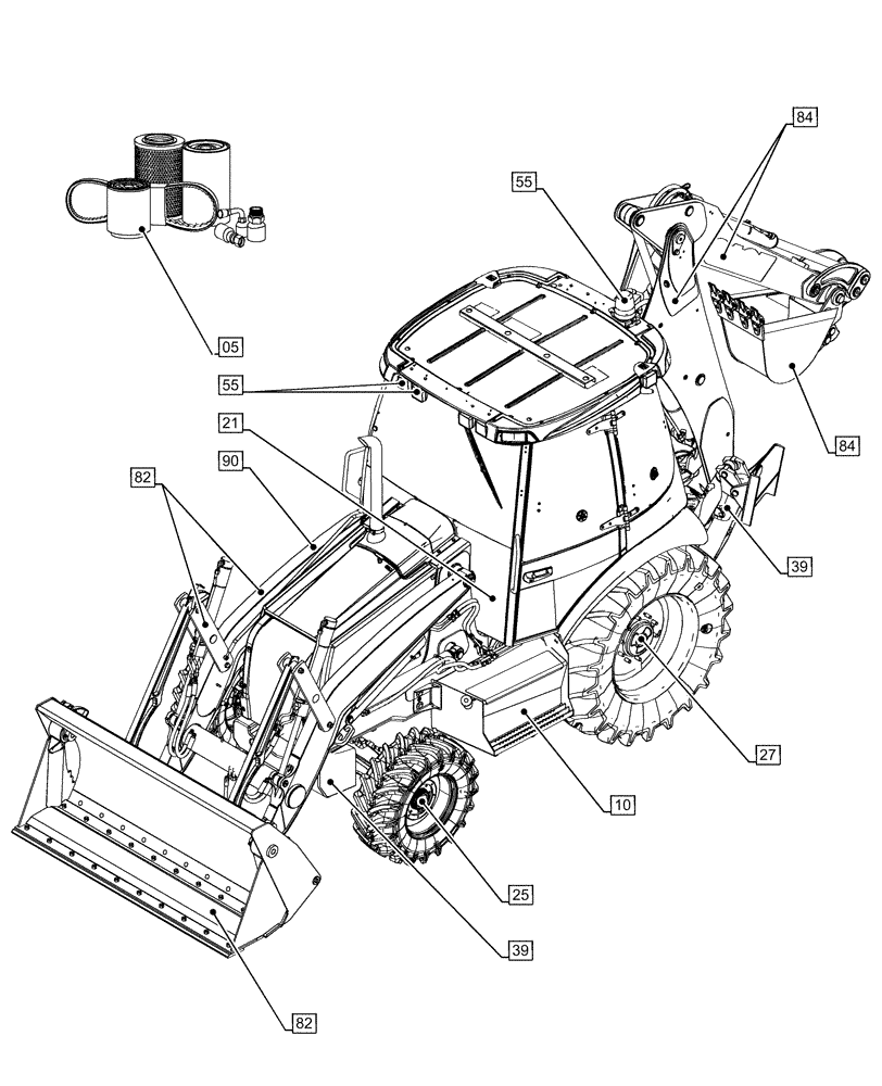 Схема запчастей Case 580N EP - (00.000.00[01]) - PICTORIAL INDEX - MAIN SECTIONS (00) - GENERAL & PICTORIAL INDEX