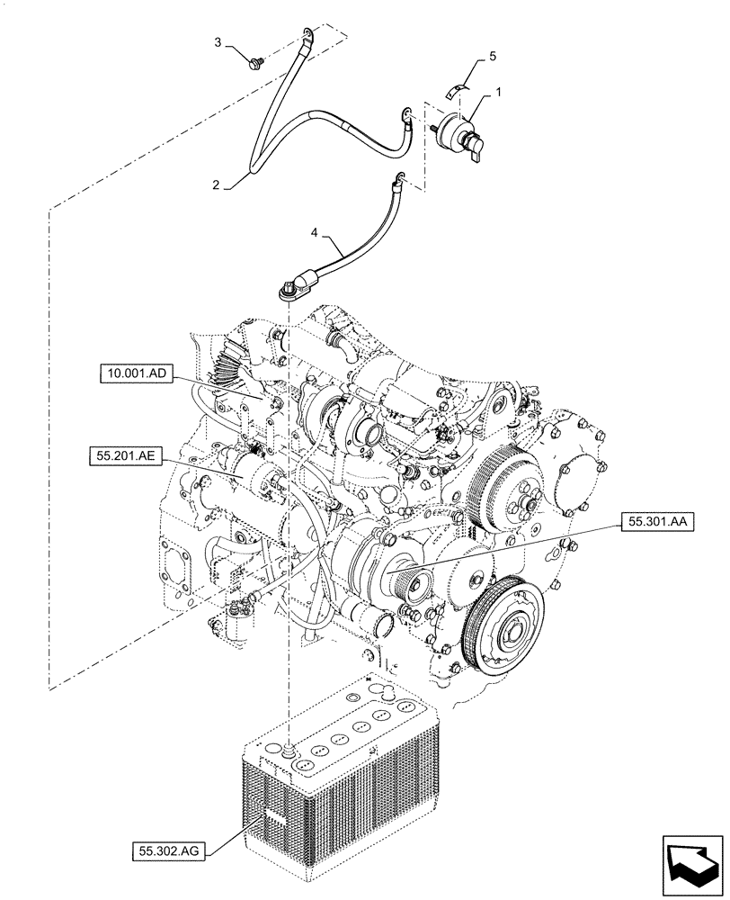 Схема запчастей Case SV280 - (55.302.AI) - BATTERY DISCONNECT (55) - ELECTRICAL SYSTEMS