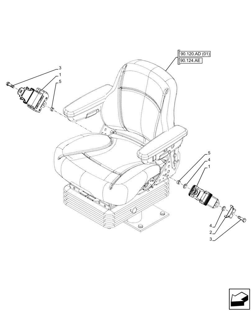 Схема запчастей Case 580N EP - (90.151.AD[04]) - VAR - 747735 - SEAT BELT, SEAT, NON SUSPENSION, 3 IN (90) - PLATFORM, CAB, BODYWORK AND DECALS