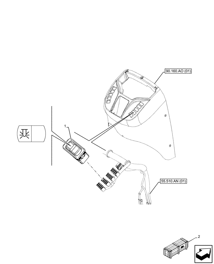 Схема запчастей Case 580SN - (55.405.CH) - VAR - 728758 - ROTARY BEACON, SWITCH (55) - ELECTRICAL SYSTEMS