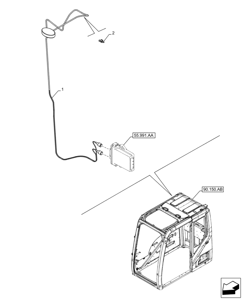 Схема запчастей Case CX210D NLC - (55.991.AD) - TELEMATIC SYSTEM, ANTENNA (55) - ELECTRICAL SYSTEMS
