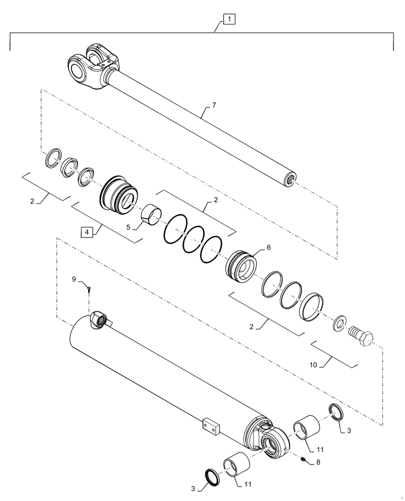 Схема запчастей Case 621F - (35.701.CB[03]) - TILT CYLINDER ASSEMBLY, XT/TC (35) - HYDRAULIC SYSTEMS