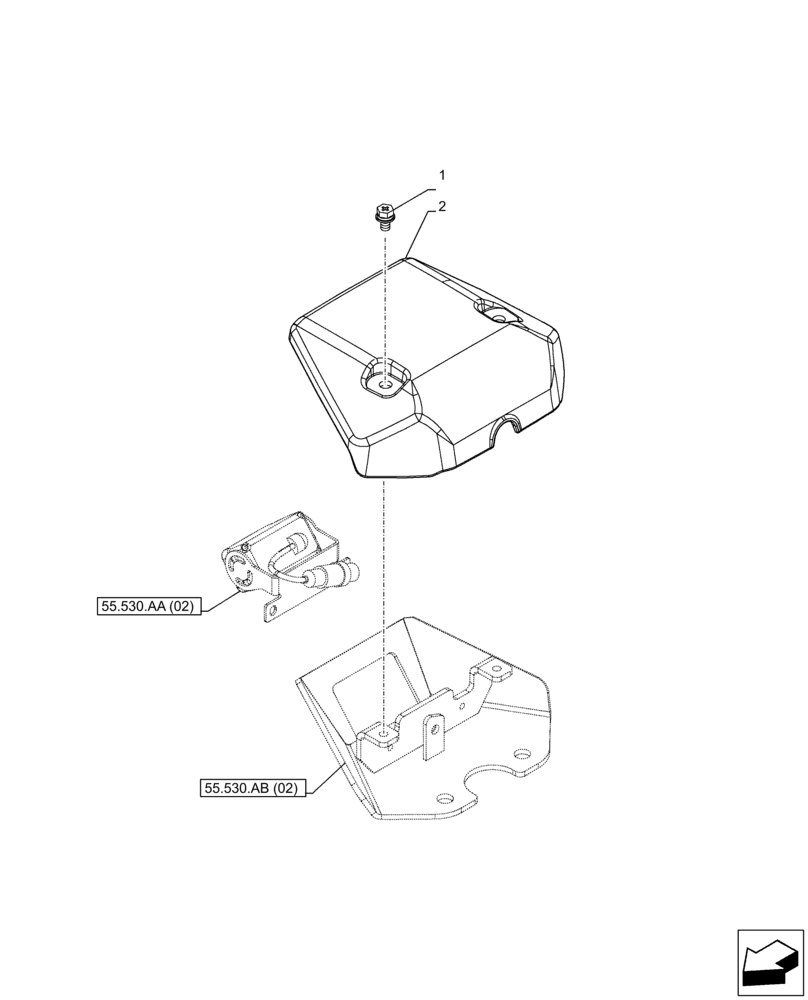 Схема запчастей Case CX250D LC - (55.530.AC[02]) - VAR - 461560 - SIDE CAMERA, COVER (55) - ELECTRICAL SYSTEMS