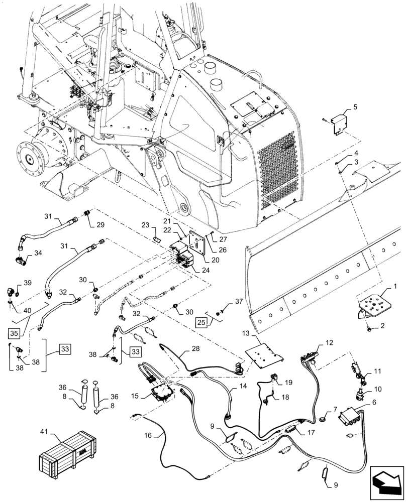 Схема запчастей Case 750M LT - (55.680.AA[04]) - DOZER BLADE, GUIDE LEICA READY (55) - ELECTRICAL SYSTEMS