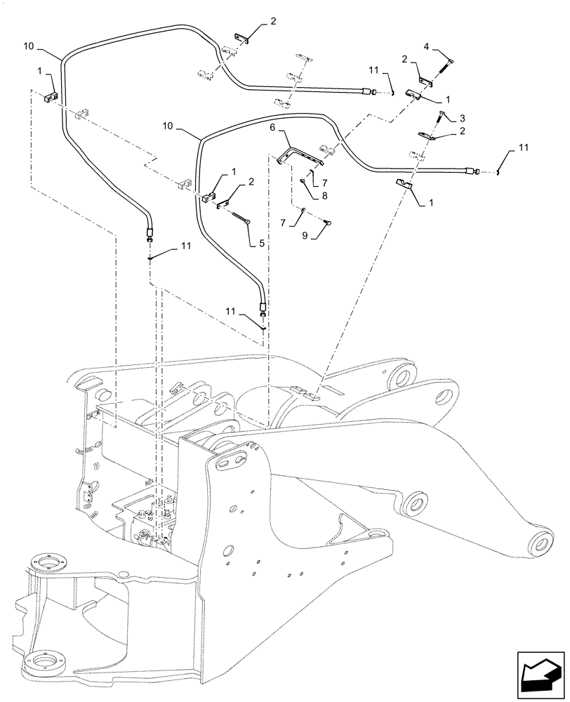 Схема запчастей Case 721F - (35.701.AD[01]) - COUPLER LINE INSTALLATION, Z-BAR & XR (35) - HYDRAULIC SYSTEMS