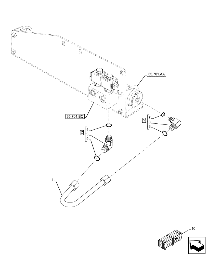 Схема запчастей Case 580N EP - (35.701.AC) - VAR - 423090, 423098 - RIDE CONTROL, ACCUMULATOR, HYDRAULIC LINE (35) - HYDRAULIC SYSTEMS