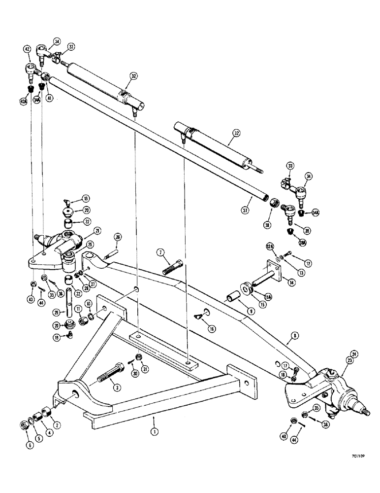 Схема запчастей Case 680CK - (102) - FRONT AXLE, SPINDLES AND TIE RODS (25) - FRONT AXLE SYSTEM