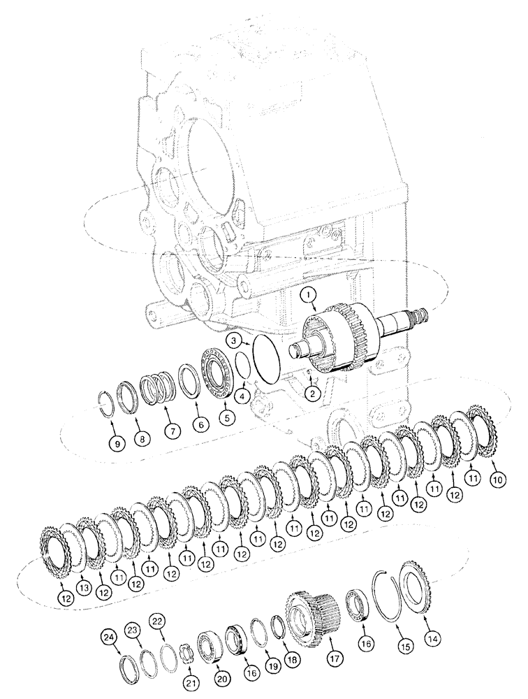 Схема запчастей Case 921B - (6-020) - TRANSMISSION ASSEMBLY - REVERSE GEAR AND CLUTCH, PRIOR TO P.I.N. JEE0052701 (06) - POWER TRAIN