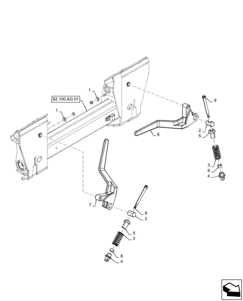 Схема запчастей Case SR270 - (82.300.AC) - MANUAL COUPLER (82) - FRONT LOADER & BUCKET