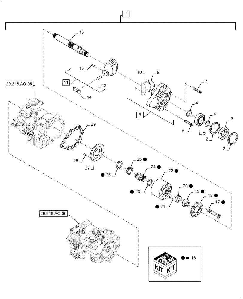 Схема запчастей Case SV300 - (29.212.06[02]) - PUMP, HYDROSTATIC TANDEM 46CC MDC FRONT, BUSHED (SR250,SV300,TR320,TV380) (29) - HYDROSTATIC DRIVE